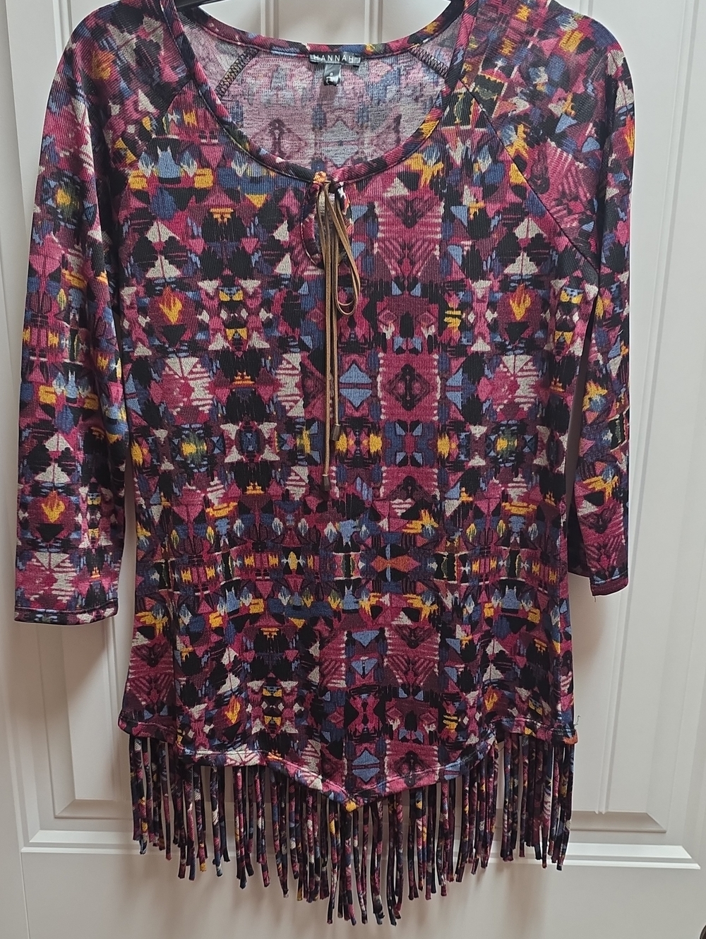 Hannah Quirky Aztec Fringe Tunic - Multicolor Small